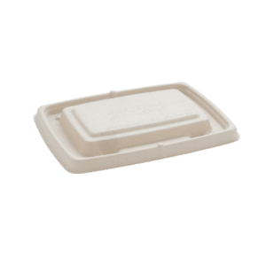 Sugarcane lid for rectangular menu tray