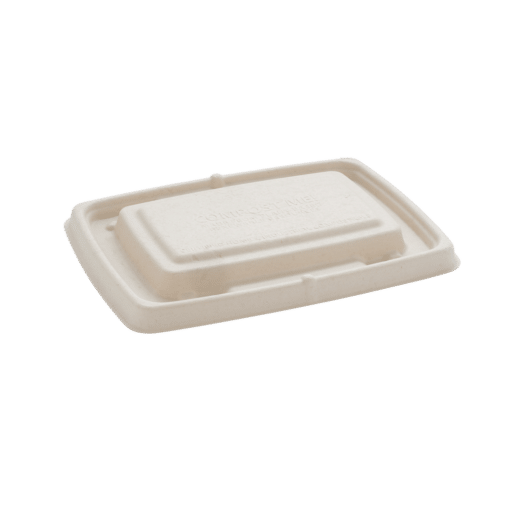 Sugarcane lid for rectangular menu tray