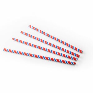 Drinking straw paper (FSC®) stripe RWB Ø 8mm 23cm
