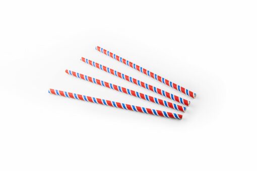 Drinking straw paper (FSC®) stripe RWB Ø 8mm 23cm
