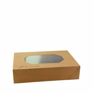 Kraft catering box with PLA window 36x25x8cm