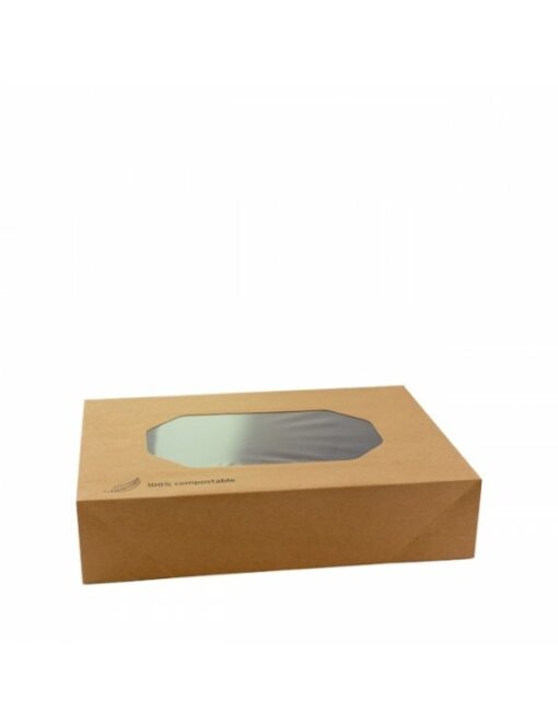 Kraft catering box with PLA window 36x25x8cm