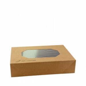 Kraft catering box with PLA window 56x32x8cm