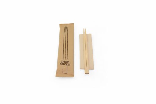 Set bamboe eetstokjes 210mm met servet FSC® papier, in zakje FSC® papier