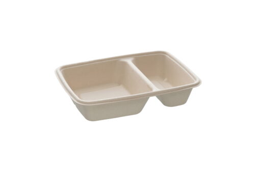 Sugar cane meal tray 2 compartments