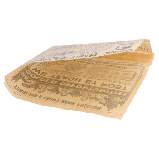 Fat-free snack bag newspaper brown 16 by 16.5 cm open