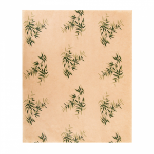Greaseproof wrapping paper brown with leaf motif 28x34cm