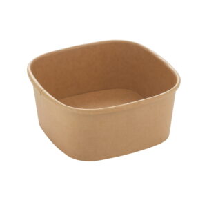 Square salad container kraft 600 ml 13 by 13 cm 6 cm high