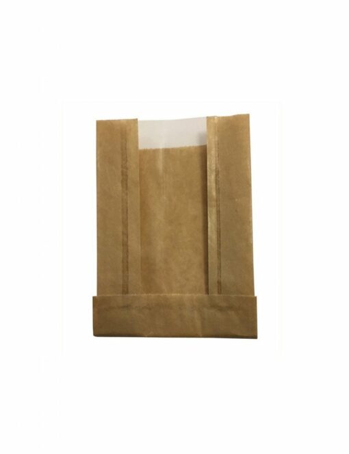 Kraft/PLA window bag 10x14.5x(2x3)cm