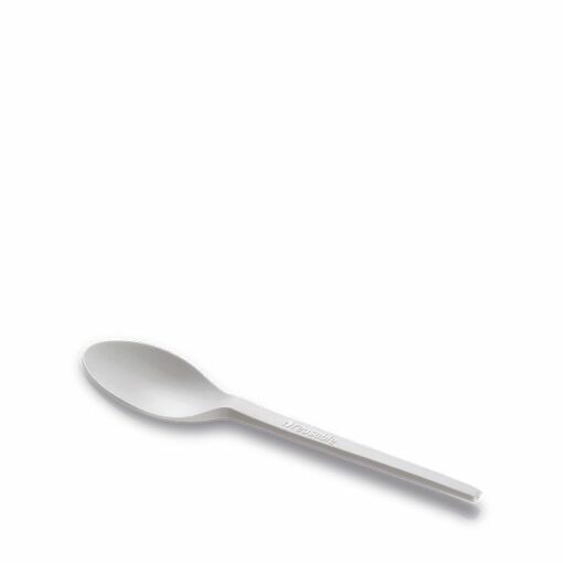 Reusable CPLA dessert spoon white 12 cm