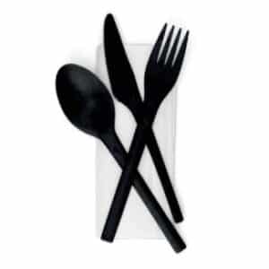 Refork cutlery set black, knife, fork, spoon