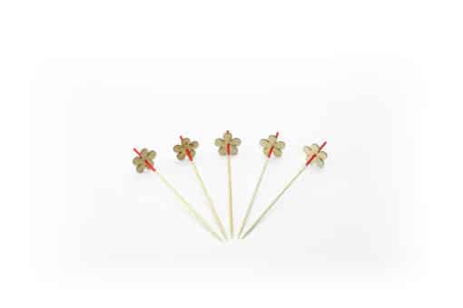 Pique-bambou, rouge avec fleur de bambou, 12 cm