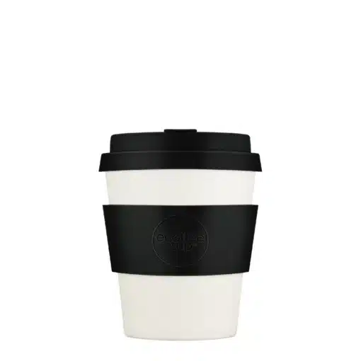 Reusable coffee mug 'Black Nature' 8 oz 240 ml with lid and sleeve