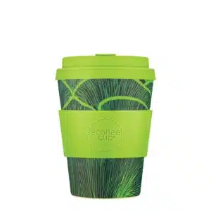Reusable coffee mug 'Bloodwood' 12 oz 360 ml with lid and sleeve