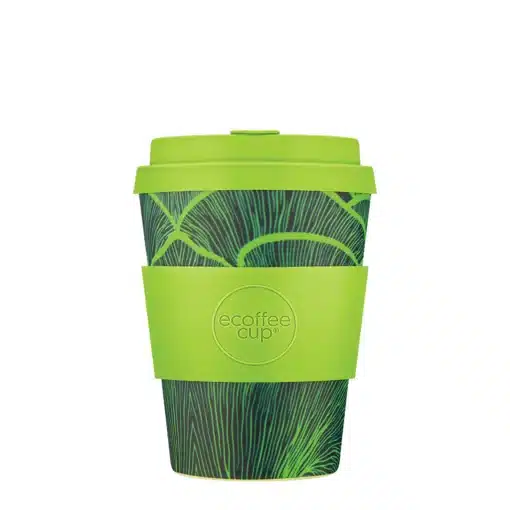 Reusable coffee mug 'Bloodwood' 12 oz 360 ml with lid and sleeve