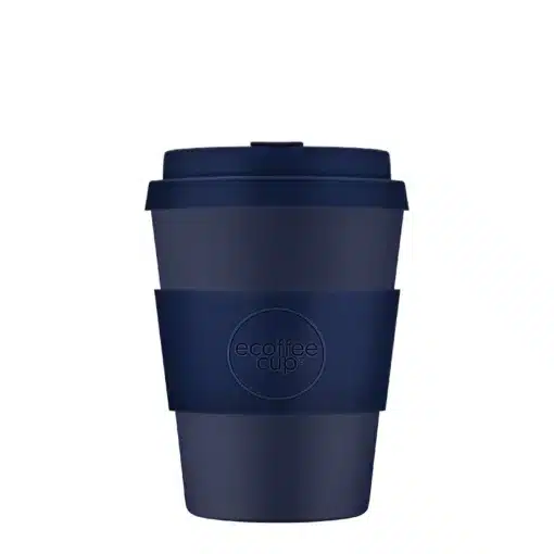 Reusable coffee mug 'Dark Energy' 12 oz 360 ml with lid and sleeve