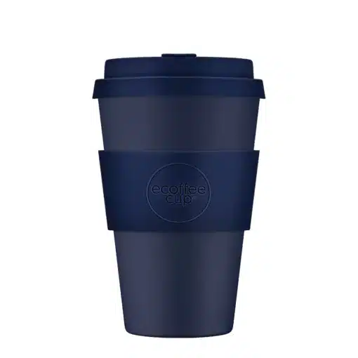 Reusable coffee mug 'Dark Energy' 14 oz 400 ml with lid and sleeve