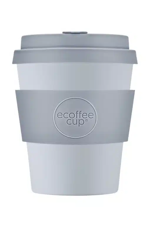 Wiederverwendbarer Kaffeebecher 'Glittertind' 8 oz 240 ml mit Deckel und Banderole