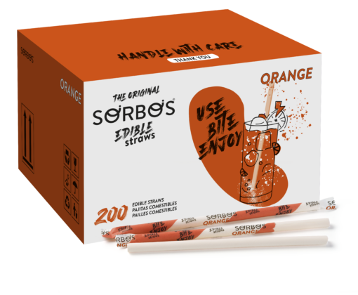 Edible straw orange flavored