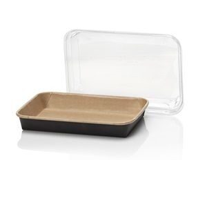 Kraft sushi tray brown and black with lid 165x115x24mm